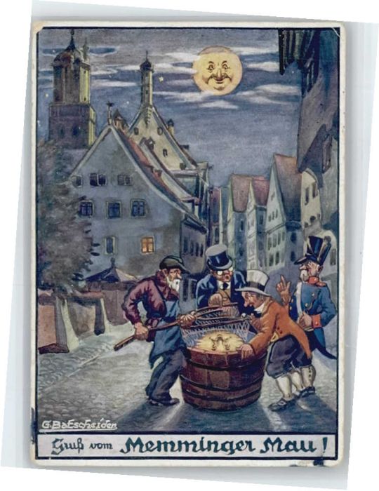 Memmingen Bayern Kuenstler G. Batscheider Der Memminger Mau