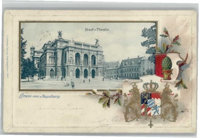 Augsburg Prägedruck Theater Wappen