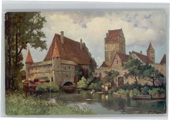 Dinkelsbuehl tadtmühle Nördlinger Tor Künstler J. Fr