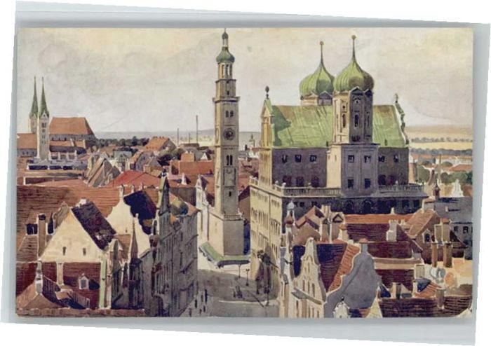 AUGSBURG  CITY Rathaus Perlachturm Kuenstler Marschall