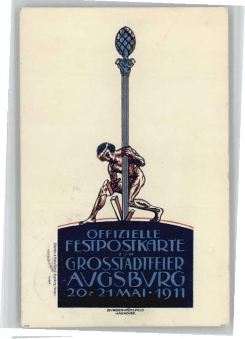 Augsburg Festpostkarte Grossstadtfeier