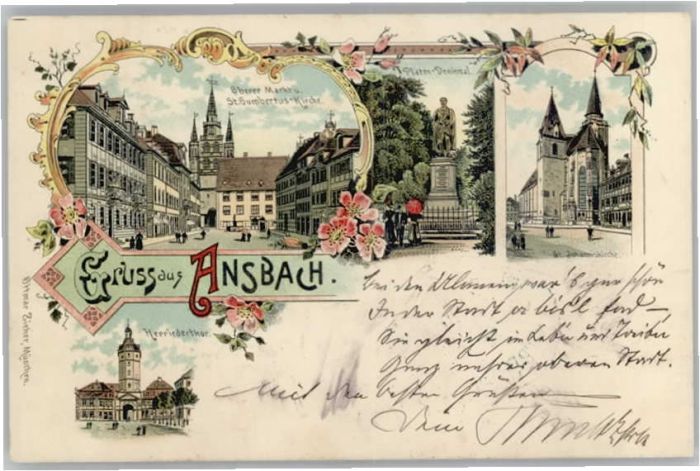 Ansbach Mittelfranken Ansbach St Gumbertus Kirche Platen Denk