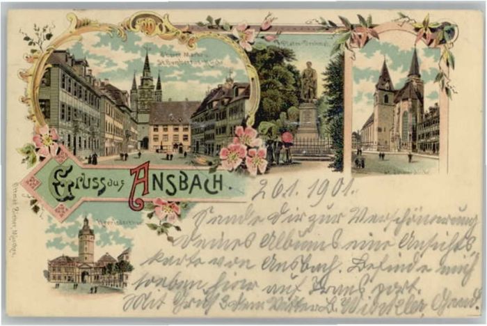 Ansbach Mittelfranken Ansbach St Gumberts Kirche Platen Denkm