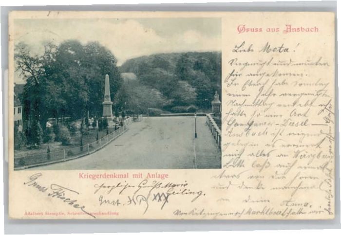 Ansbach Mittelfranken Ansbach Krieger Denkmal