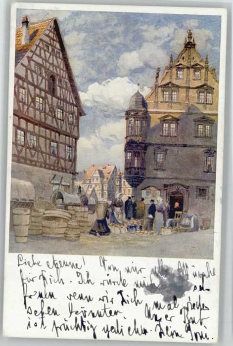 Coburg Bayern Herrngasse Kuenstler O. Wiegk