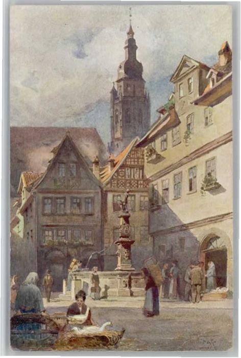 Coburg Bayern Steingasse Moritzkirche Kuenstler O. Wiegk
