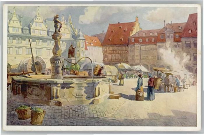 Coburg Bayern Marktplatz Kuenstler Arno Mueller *