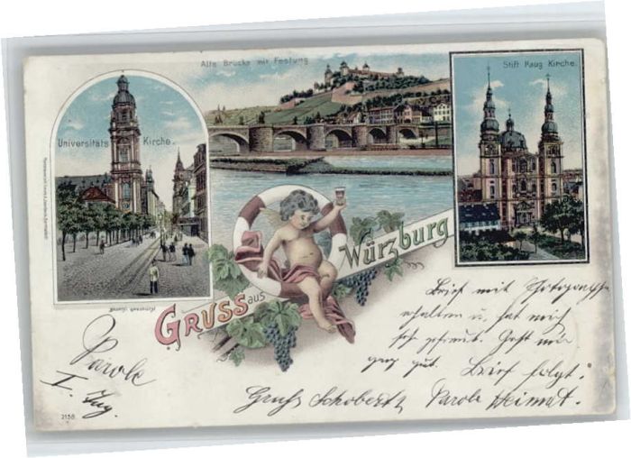 Wuerzburg niversitätskirche Alte Brücke Festung x