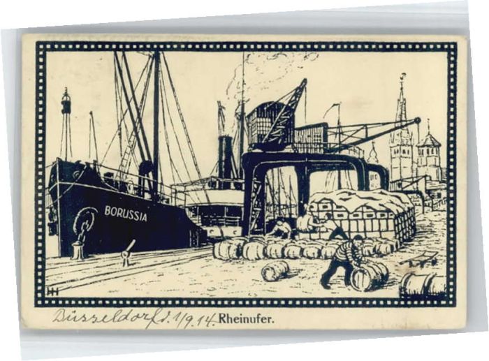 Duesseldorf Stempelabschlag] Dampfer Borussia Rhein