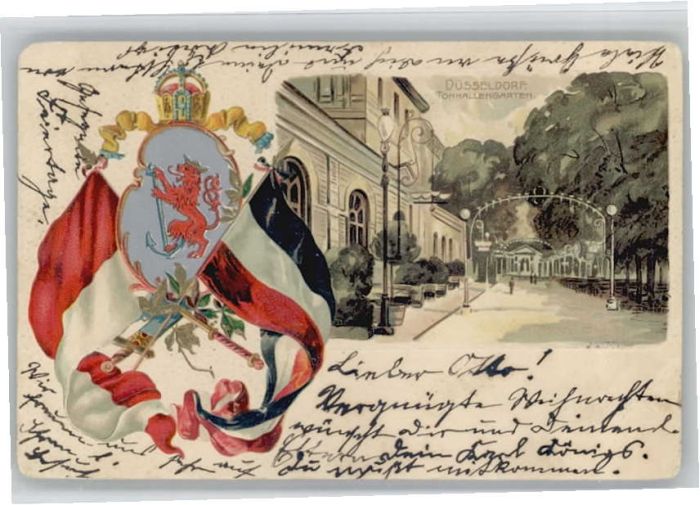 Duesseldorf rägedruck Fahne Wappen Tonhallengarten