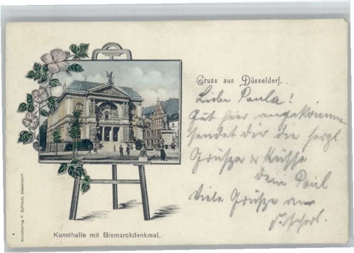 DuessELDORF CITY unsthalle Staffelei Bismarckdenkmal