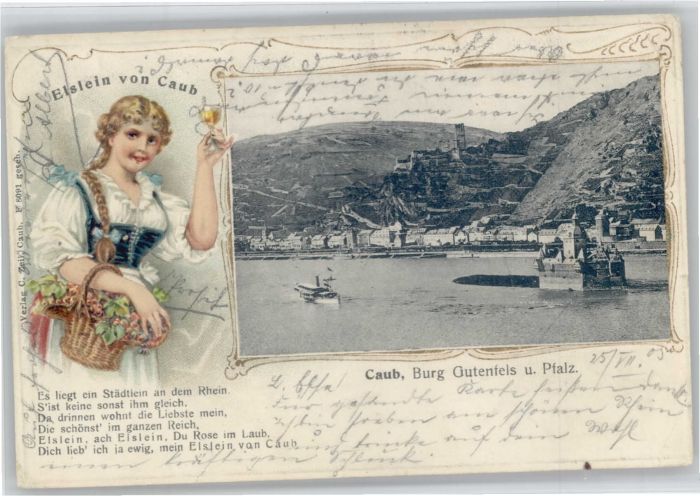 Kaub Prägedruck Elslein Burg Gutenfels Pfalz