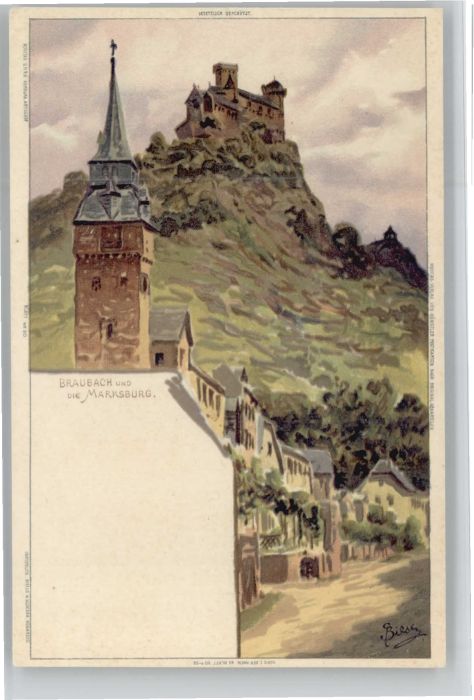 Braubach Rhein Braubach Künstler C. Biese Marksburg