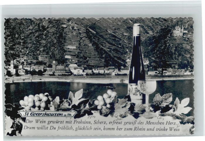 St Goarshausen Reim Weintrauben Weinflasche