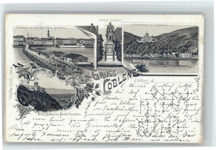 Koblenz Rhein Koblenz Schiffbrücke Goeben Denkmal Sto