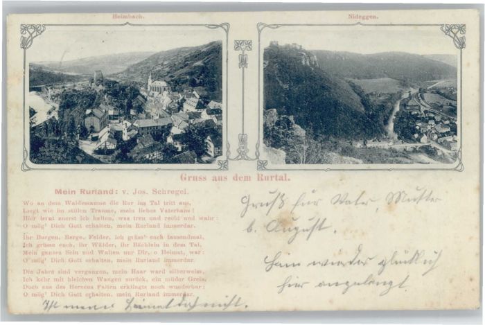 Heimbach Eifel Nideggen Gedicht Jos. Schregel