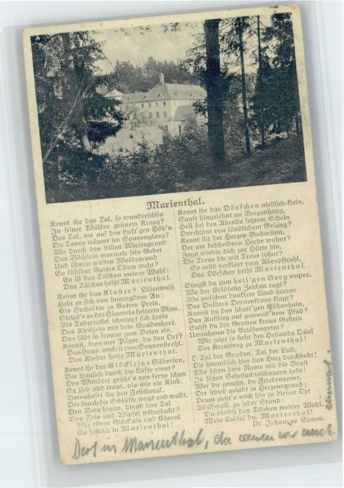 Marienthal Westerwald Gasthof Bender Gedicht