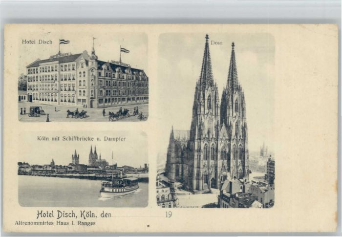 Koeln Rhein Köln Hotel Disch Schiffbrücke Dampfer D
