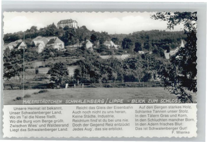 Schwalenberg Schloss Gedicht F. Wienke