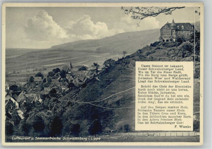 Schwalenberg Gedicht F. Wienke