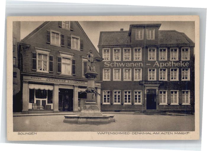SOLINGEN NRW Schwanen Apotheke Alten Markt Waffenschmied-Denkmal