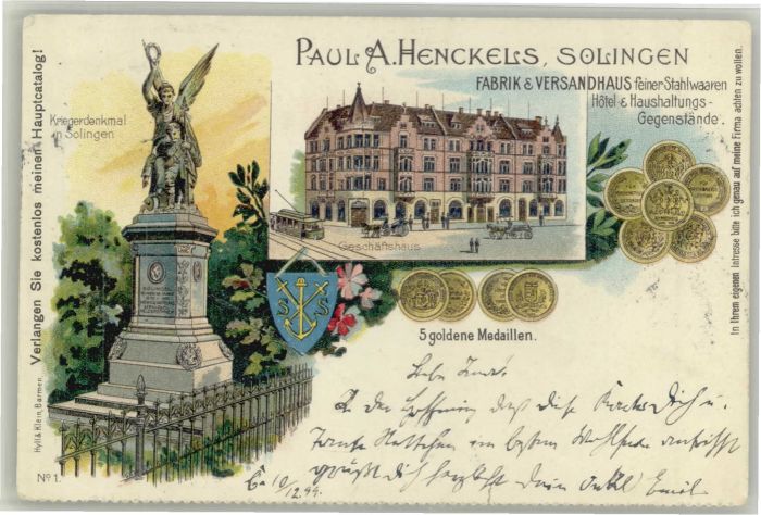 Solingen Fabrik Versandhaus Paul A. Henckels Med