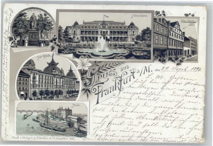 Frankfurt Main Göthe Denkmal Plmengarten Göthes Geburt