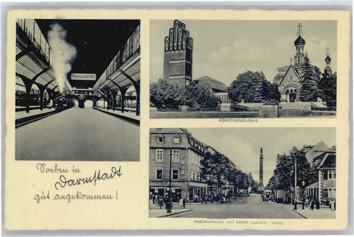 Darmstadt Bahnhof Kuenstlerkolonie Rheinstrasse Ernst Ludwig Saeule x