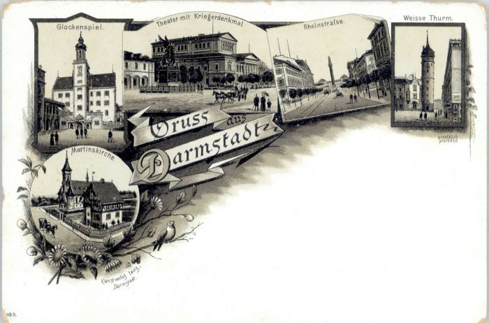 Darmstadt Glockenspiel Theater Kriegerdenkmal Rhe