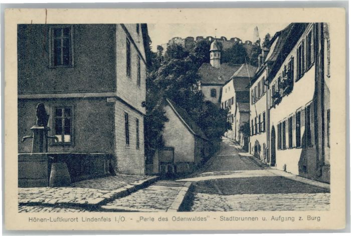 Lindenfels Odenwald Lindenfels Stadtbrunnen Aufgang zur Bur