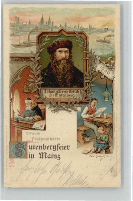Mainz Rhein Mainz Gutenbergfeier Künstler Carl Goeb