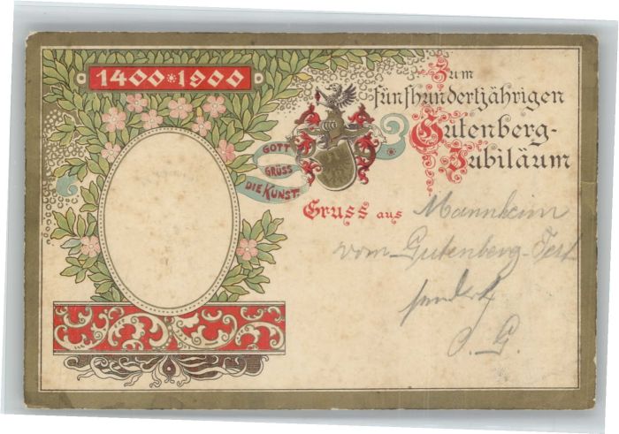 Mainz Rhein Mainz Gutenberg Jubiläum Wappen Prägedr