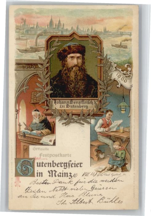 Mainz Rhein Mainz Gutenbergfeier Künstler Carl Goeb