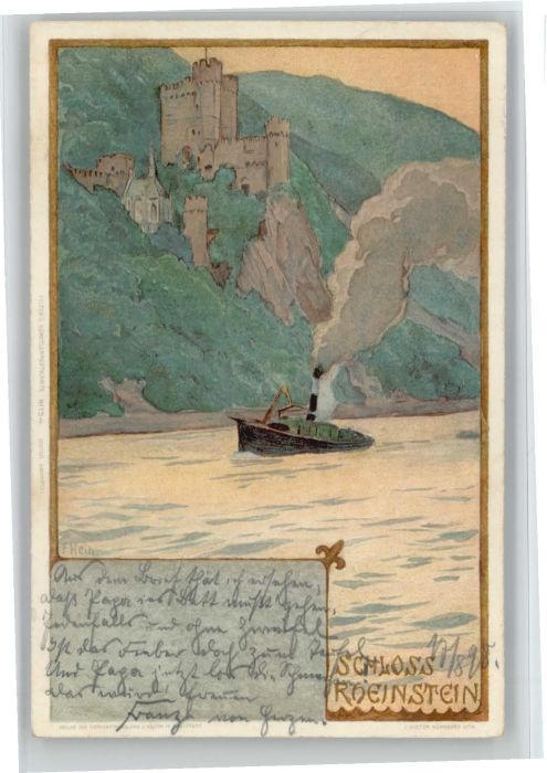 Ruedesheim Rhein Stempelabschlag] Künstler F. Hein Schlo