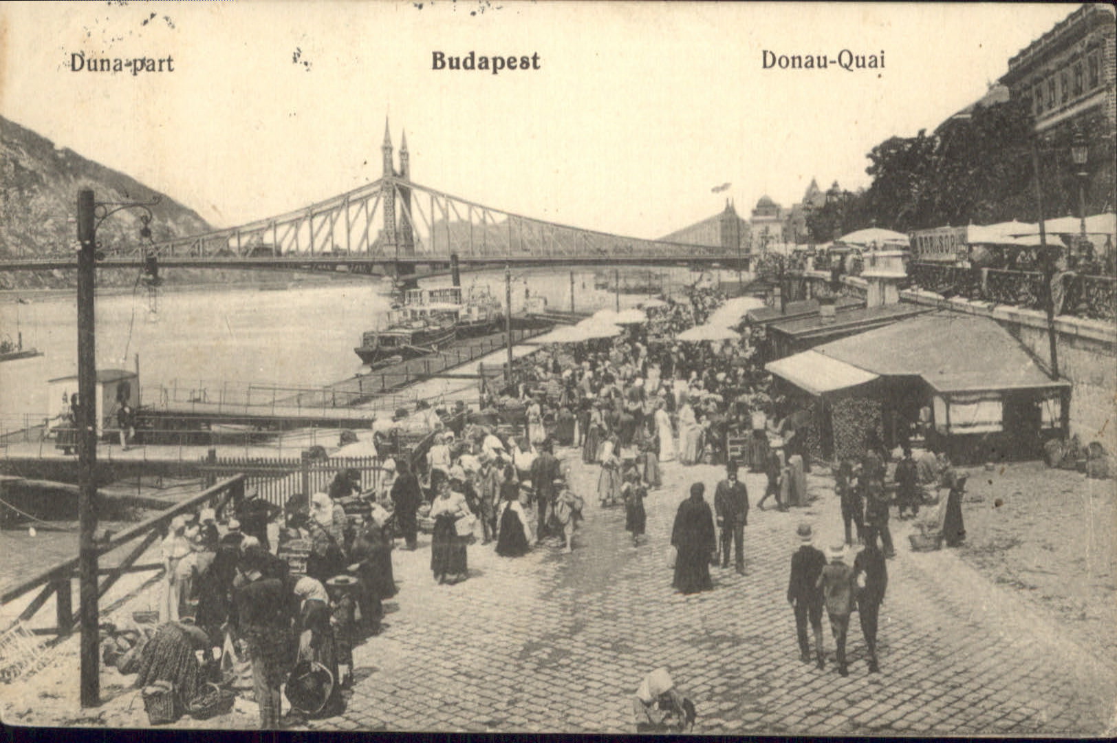 Budapest Donau Quai Brücke Schiff