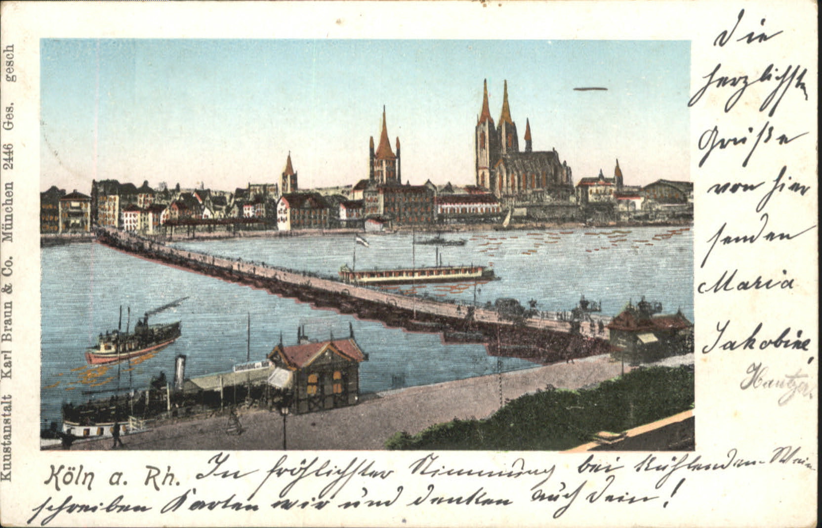 Koeln Rhein Schiff Brücke