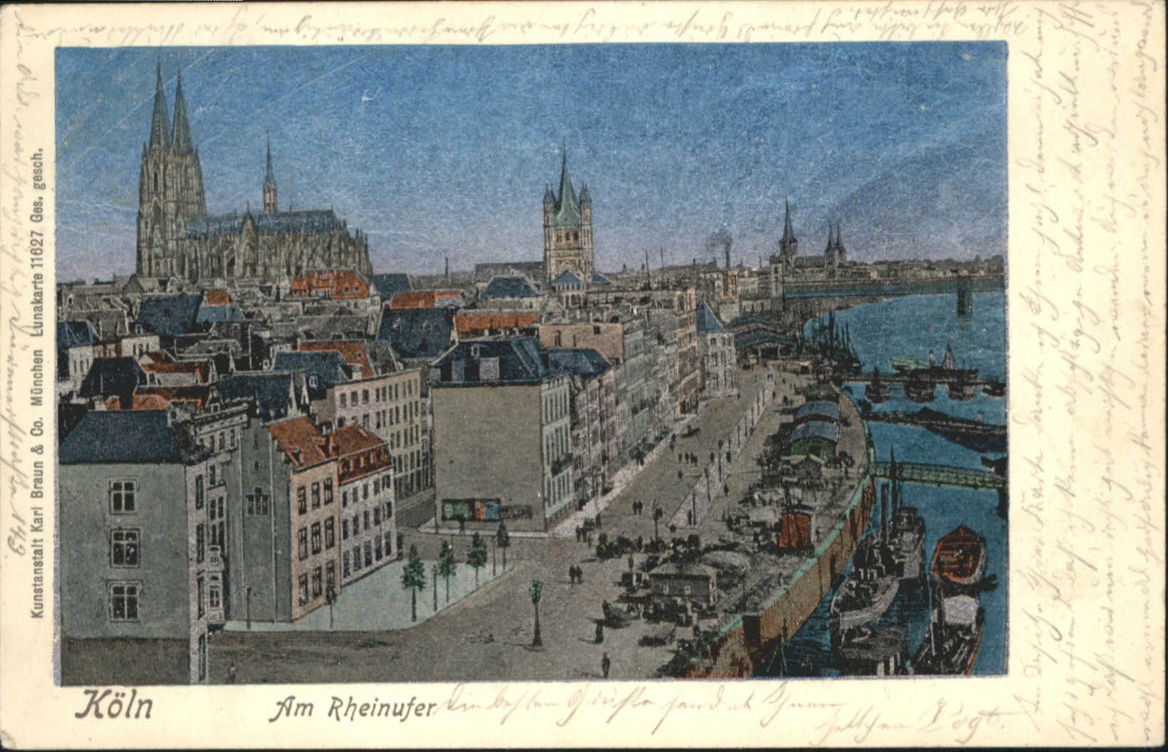 Koeln Rhein Rheinufer Schiff