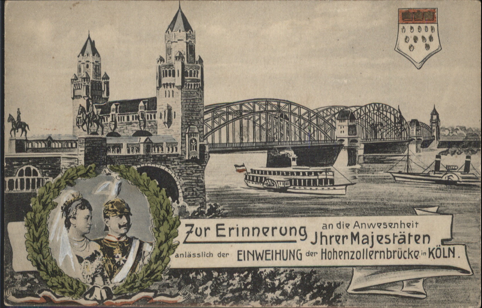 Koeln Rhein Einweihung der Hohenzollernbrücke Schif