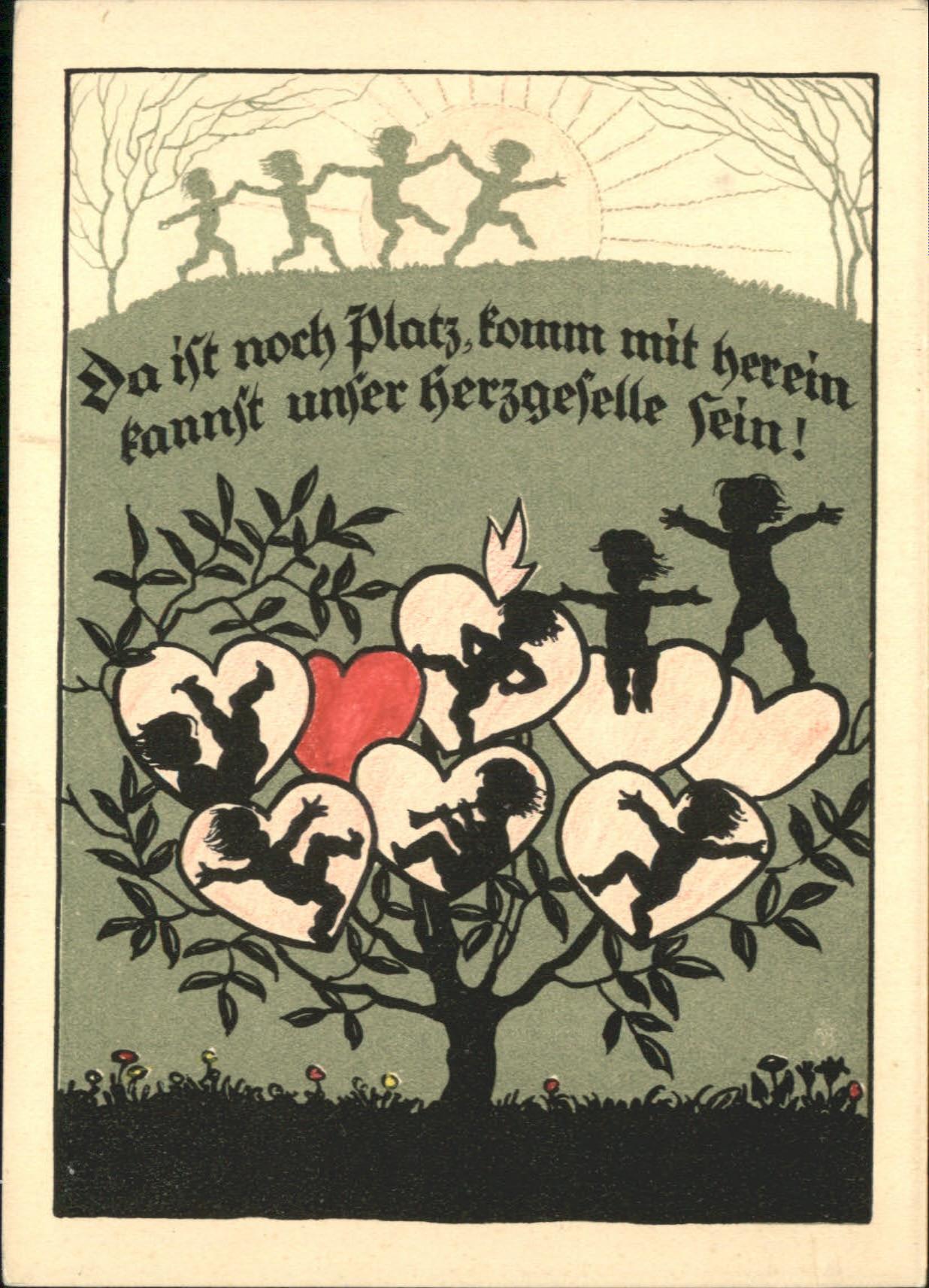 Scherenschnitt Schattenbildkarte Kinder