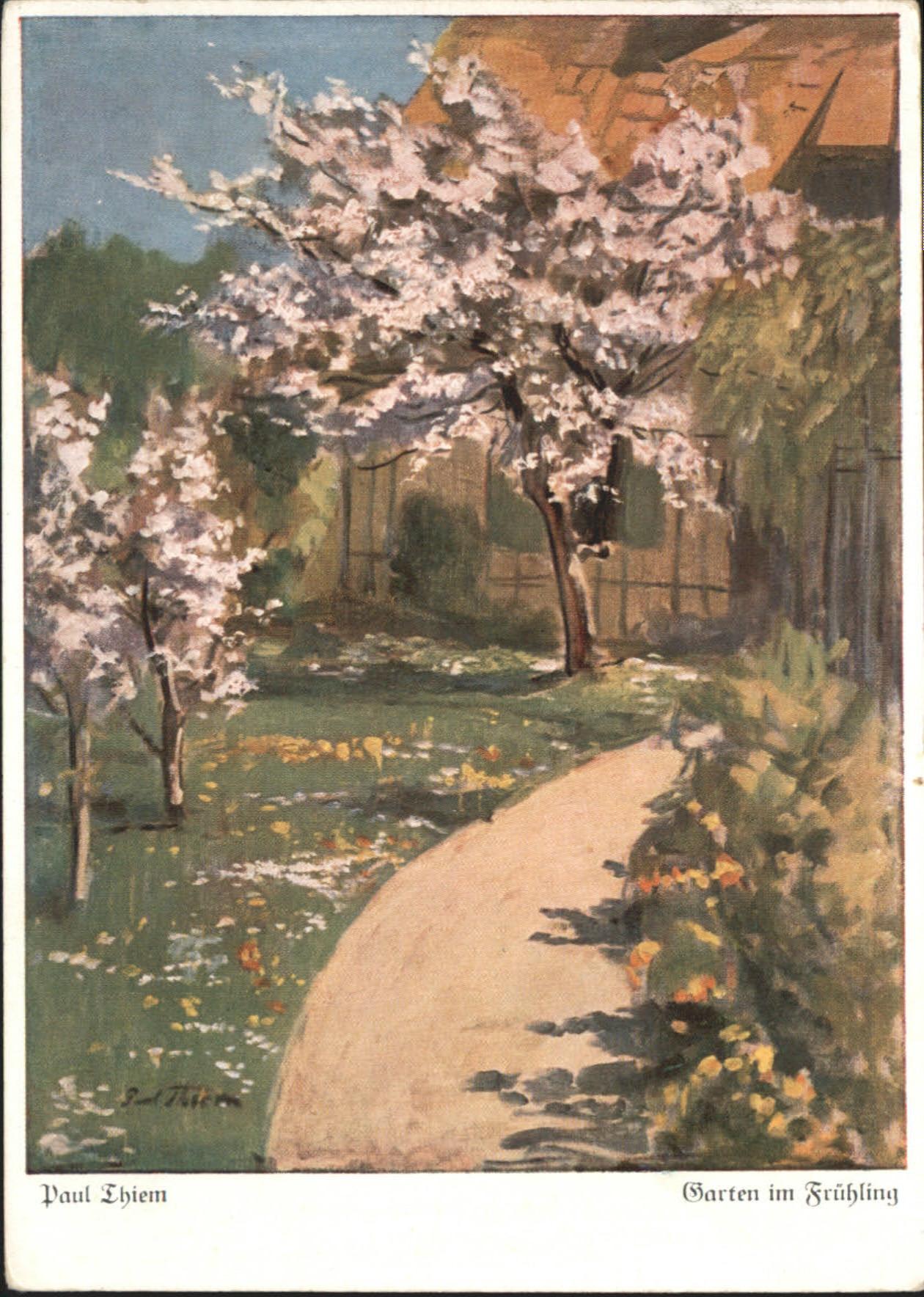 Kuenstlerkarte Paul Thiem Garten Frühling