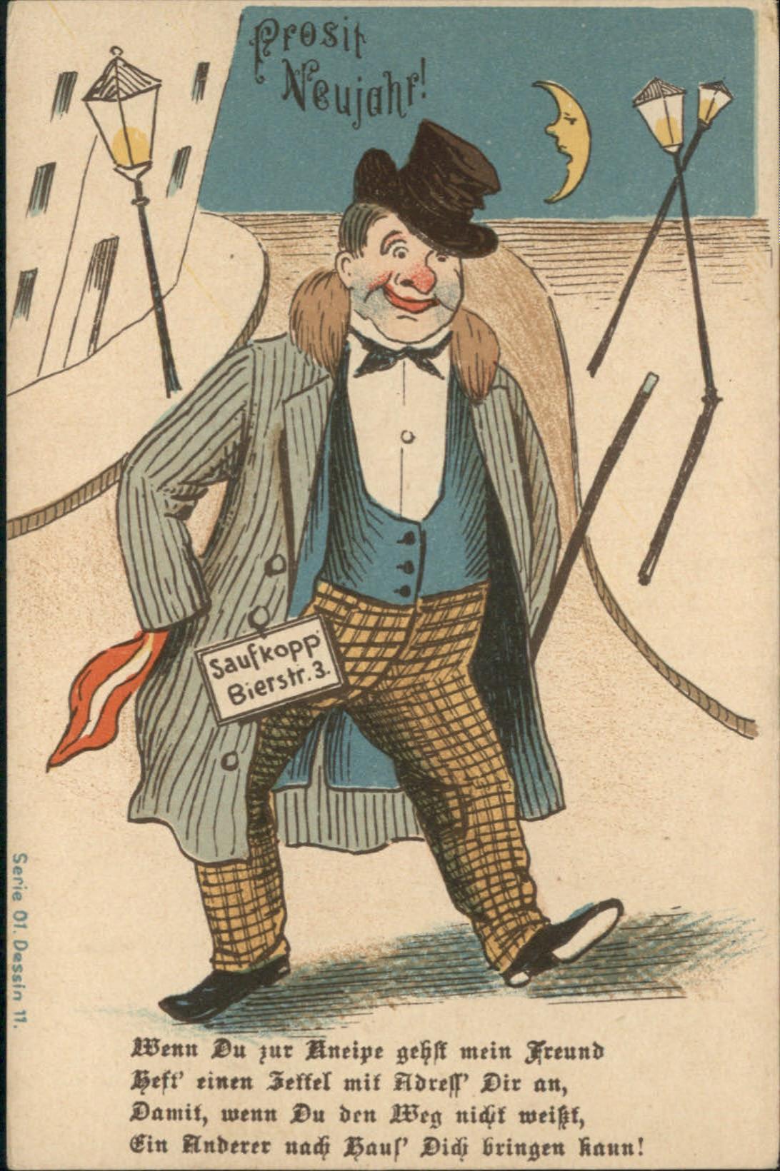 Neujahr Saufkopp Bier Vers Humor