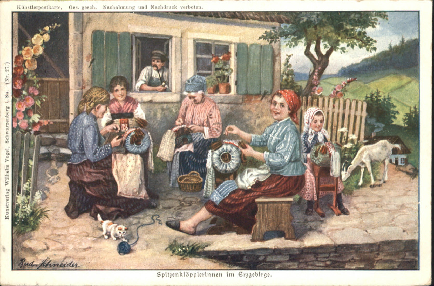 Handarbeit Künstler Rud. Schneider Spitzenklöpperi