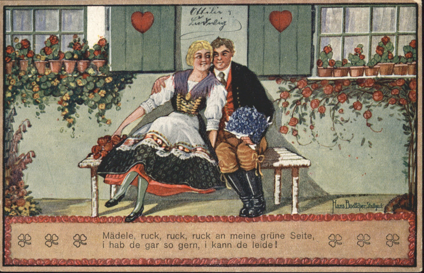 Kuenstlerkarte Hans Böttcher Trachten Schwaben