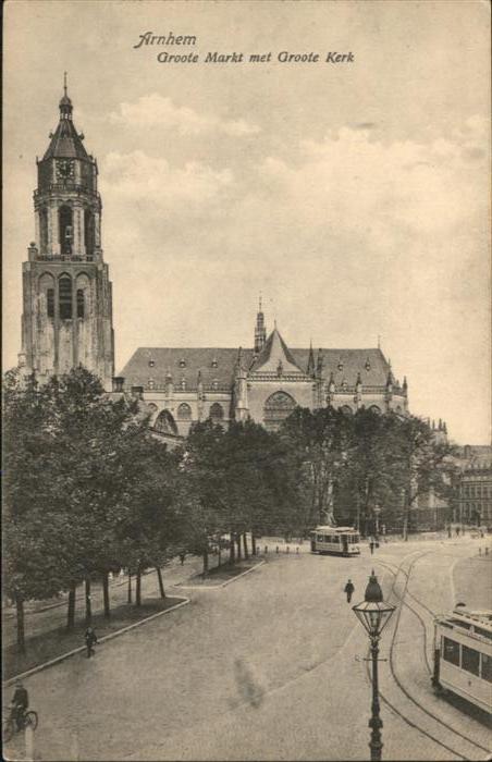 Arnhem Groote Markt Kerk Strassenbahn