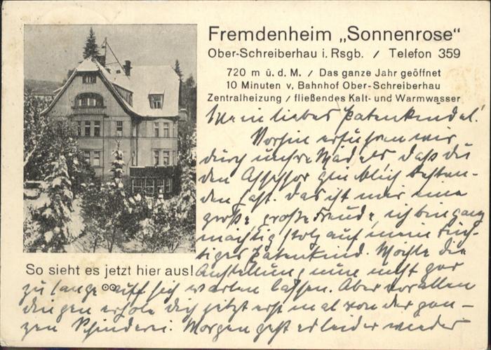 Ober-Schreiberhau Riesengebirge Fremdenheim Sonnenrose