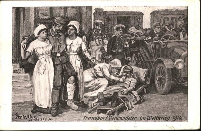 Militaria WK1 Transport Verwundeter Krankenschwester