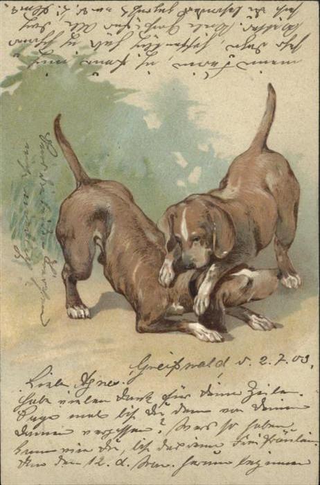 Hunde Prägedruckkarte