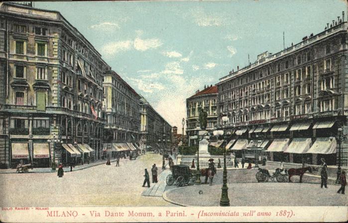 Milano Via Dante Monum Parini Kutsche