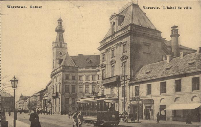 Warszawa Ratusz Hotel de Ville Strassenbahn