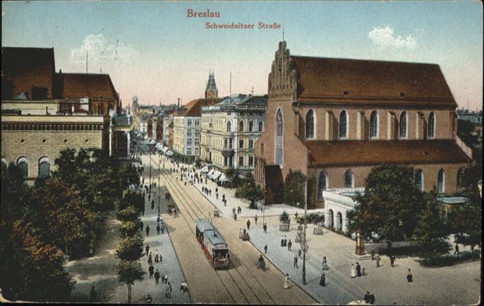 Breslau Niederschlesien Schweidnitzerstrasse Strassenbahn